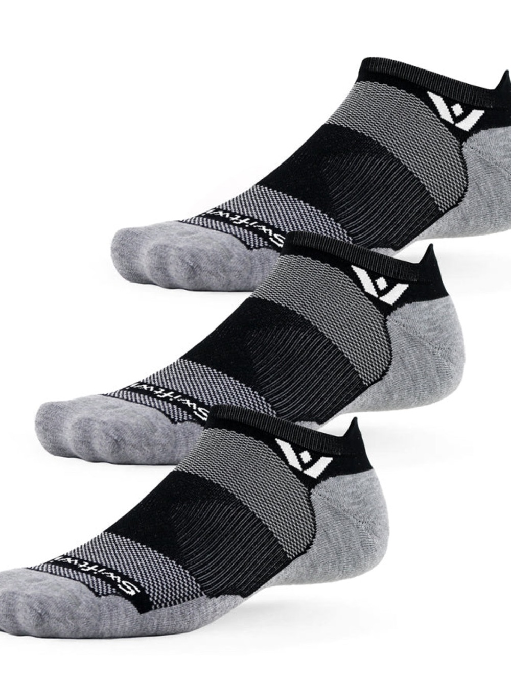 Swiftwick Maxus maximum cushion 3 pack, No Show, Blacks, Larges, NWT